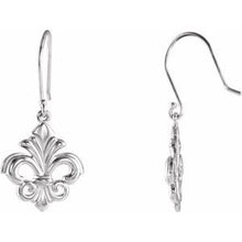 Load image into Gallery viewer, Sterling Silver Fleur-de-lis Dangle Earring

