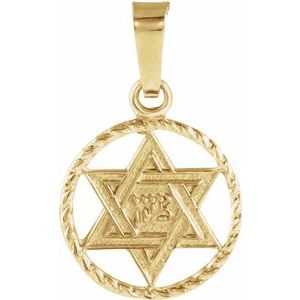 14K Yellow 14x11 mm Star of David Pendant