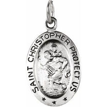 Load image into Gallery viewer, Sterling Silver 24x16 mm Oval St. Christopher Pendant

