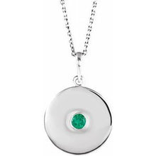Charger l&#39;image dans la galerie, Sterling Silver Chatham¬Æ Lab-Created Emerald Disc 16-18&quot; Necklace
