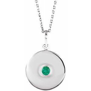 Sterling Silver Chatham¬Æ Lab-Created Emerald Disc 16-18