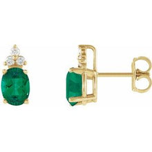 Load image into Gallery viewer, Emerald &amp; Diamond Accented Earrings

