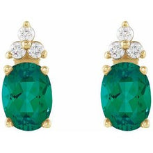 Load image into Gallery viewer, Emerald &amp; Diamond Accented Earrings
