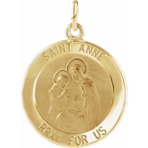 14K Yellow 12 mm St. Anne Medal