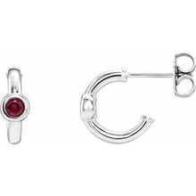 Load image into Gallery viewer, Sterling Silver Mozambique Garnet Hoop Earrings
