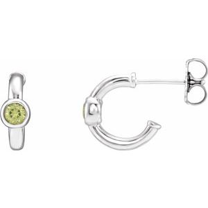 Sterling Silver Peridot Hoop Earrings