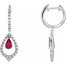 Load image into Gallery viewer, 14K White 1/4 CTW Diamond &amp; Ruby Earrings
