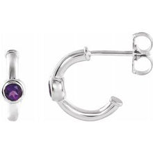 Load image into Gallery viewer, Sterling Silver Amethyst Hoop Earrings
