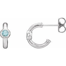 Load image into Gallery viewer, Sterling Silver Blue Zircon Hoop Earrings
