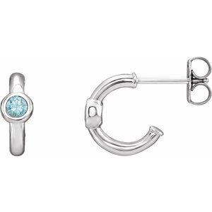 Sterling Silver Blue Zircon Hoop Earrings