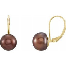Load image into Gallery viewer, Freshwater Chocolate Pearl Lever Back Earrings
