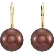 Load image into Gallery viewer, Freshwater Chocolate Pearl Lever Back Earrings
