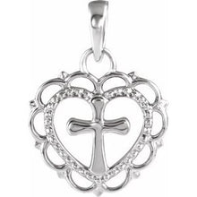 Load image into Gallery viewer, Sterling Silver Youth Heart with Cross Pendant
