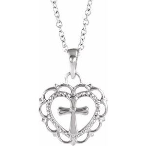 Youth Heart with Cross Necklace or Pendant  