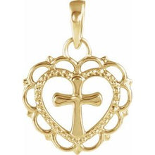 Charger l&#39;image dans la galerie, 14K Yellow Youth Heart with Cross Pendant
