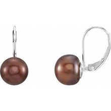 Load image into Gallery viewer, Freshwater Chocolate Pearl Lever Back Earrings
