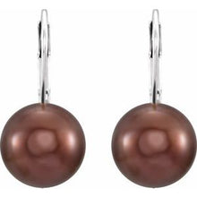 Load image into Gallery viewer, Freshwater Chocolate Pearl Lever Back Earrings
