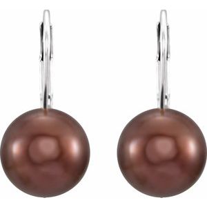 Freshwater Chocolate Pearl Lever Back Earrings
