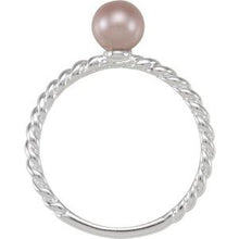 Load image into Gallery viewer, Sterling Silver Rope Ring for Pearl Size 7
