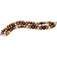 Load image into Gallery viewer, Sterling Silver Pearl Triple Strand Bracelet
