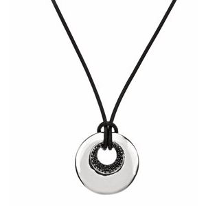 Sterling Silver Black Spinel Circle 18" Necklace