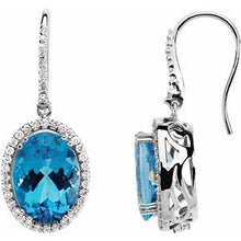 Load image into Gallery viewer, 14K White Swiss Blue Topaz &amp; 7/8 CTW Diamond Earrings
