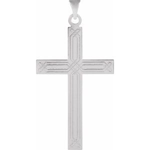 14K White 18x12 mm Geometric Cross Pendant