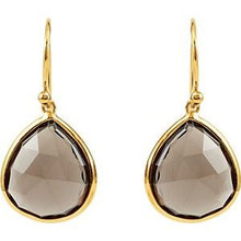 Load image into Gallery viewer, 14K Yellow Gold-Plated Sterling Silver Smoky Quartz Earrings
