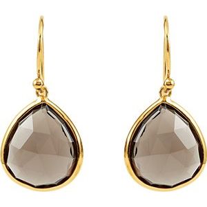 14K Yellow Gold-Plated Sterling Silver Smoky Quartz Earrings