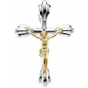 Sterling Silver & 14K Yellow Crucifix Pendant
