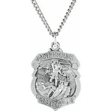 Charger l&#39;image dans la galerie, Sterling Silver 25x21 mm St. Michael Medal 24&quot; Necklace
