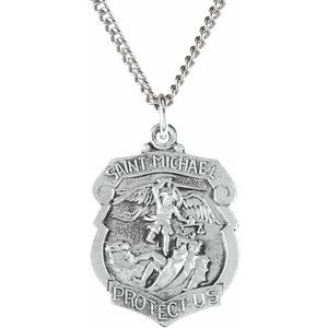 Sterling Silver 25x21 mm St. Michael Medal 24