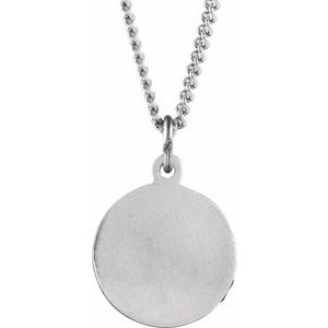 Sterling Silver 18 mm Baptism Medal 18" Necklace