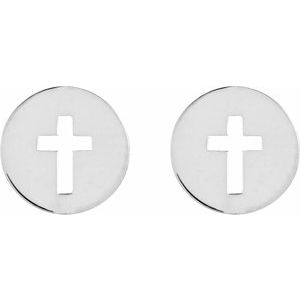 Pierced Cross Disc Earrings  