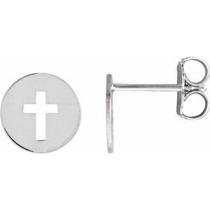 Pierced Cross Disc Earrings  