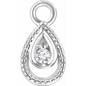 14K White .01 CT Diamond Accented Dangle