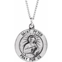 Load image into Gallery viewer, Sterling Silver 18 mm Round St. Peter 18&quot; Necklace
