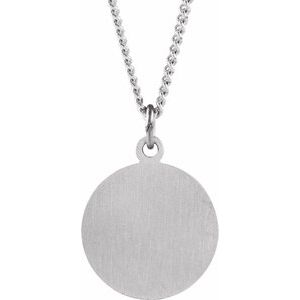 Sterling Silver 22 mm Round St. Peter 24" Necklace