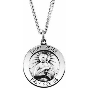 Sterling Silver 22 mm Round St. Peter 24