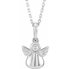 Charger l&#39;image dans la galerie, Sterling Silver .03 CT Diamond Youth Angel 15&quot; Necklace
