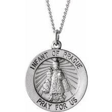 Load image into Gallery viewer, Sterling Silver 18 mm Round Infant of Prague Medal 18&quot; Necklace
