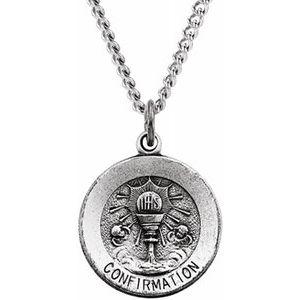 Sterling Silver 14.75 mm Round Confirmation 18" Necklace