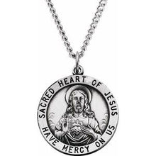 Charger l&#39;image dans la galerie, Sterling Silver 25 mm Round Sacred Heart of Jesus 24&quot; Necklace
