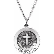 Charger l&#39;image dans la galerie, Sterling Silver 22 mm Confirmation Medal with Cross 24&quot; Necklace
