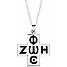 Load image into Gallery viewer, Sterling Silver 24x24 mm Phos Zoe Cross 24&quot; Necklace
