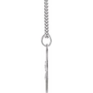 Sterling Silver 25 mm Round Sacred Heart of Jesus 24" Necklace