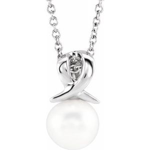 Sterling Silver Freshwater Cultured Pearl Bypass 16-18