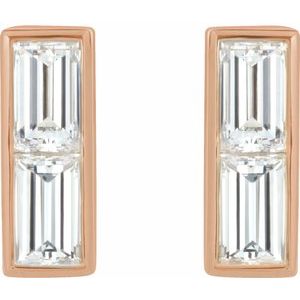 Baguette Bezel-Set Bar Earrings  