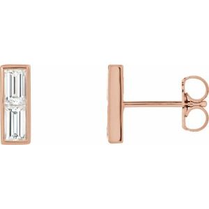 Boucles d'oreilles en barre de diamant rose 14K 3/4 CTW