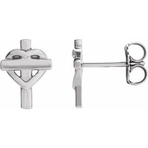Sterling Silver Heart & Cross Earrings